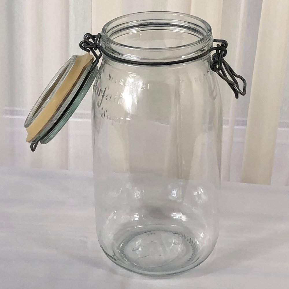 2 Liter Vintage Glass Bail & Trigger Jar Canister